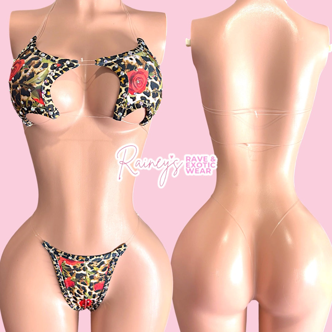 Cheetah Print Rose Star Top Micro Set