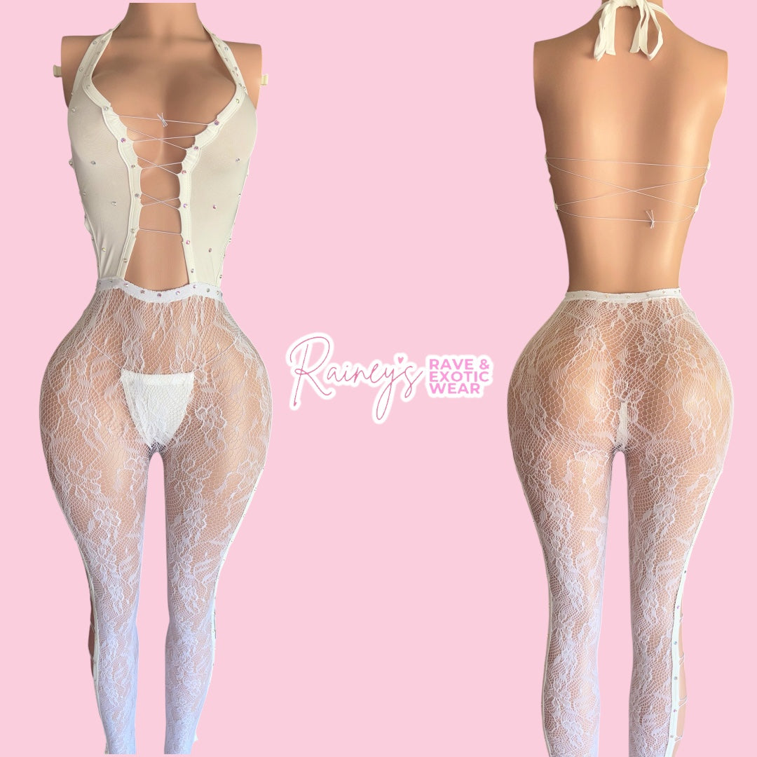 White Fishnet Set