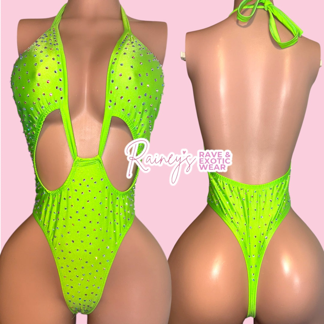 Green Cut Out One Piece Set