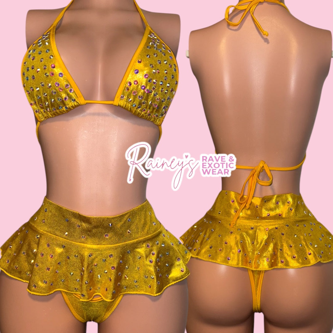Yellow Mini Skirt Set