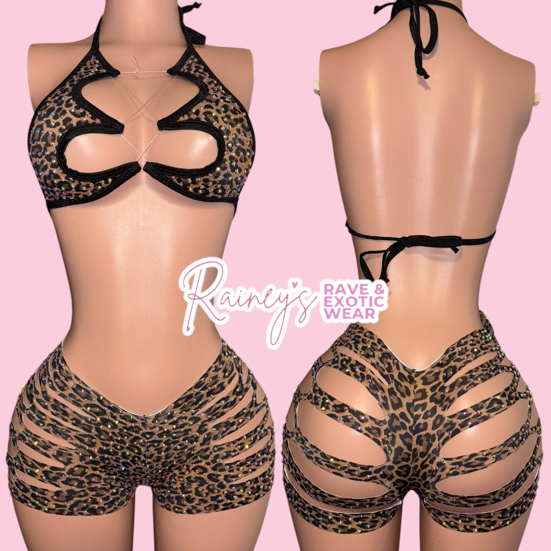 Cheetah Print Jasmine Cut Shorts Set