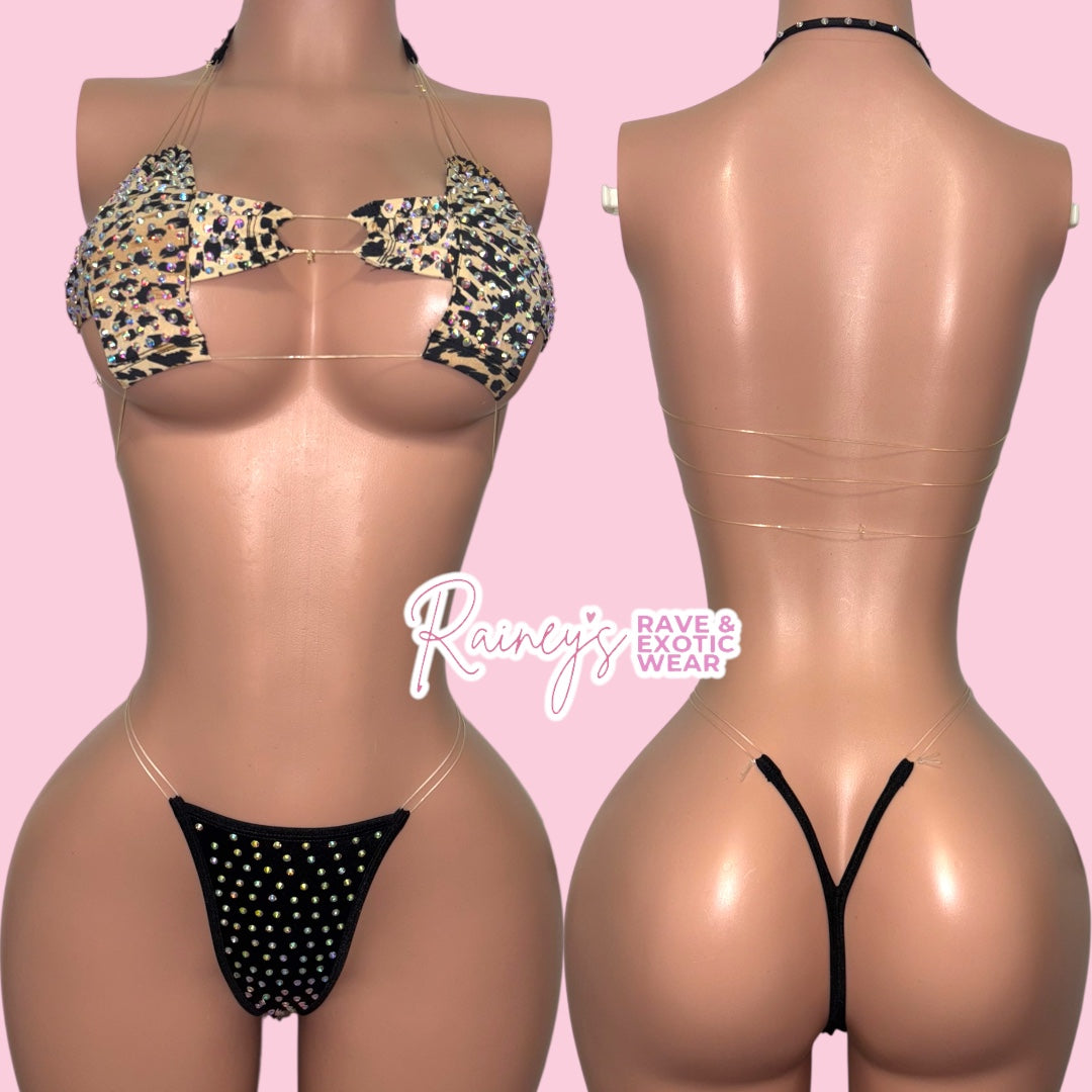 Cheetah/Black Cross Top Micro Set