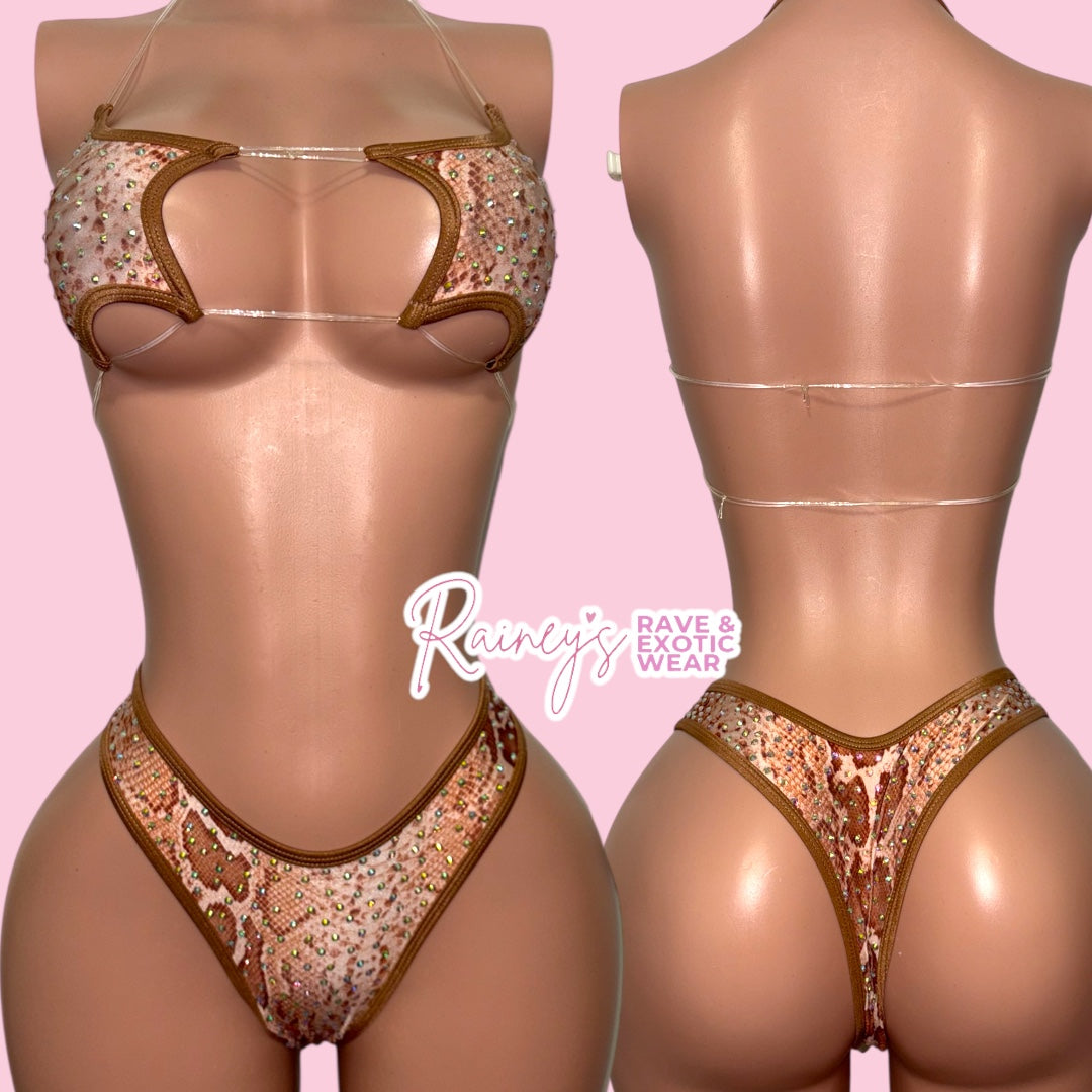 Tan Snake Star Top Thong Set
