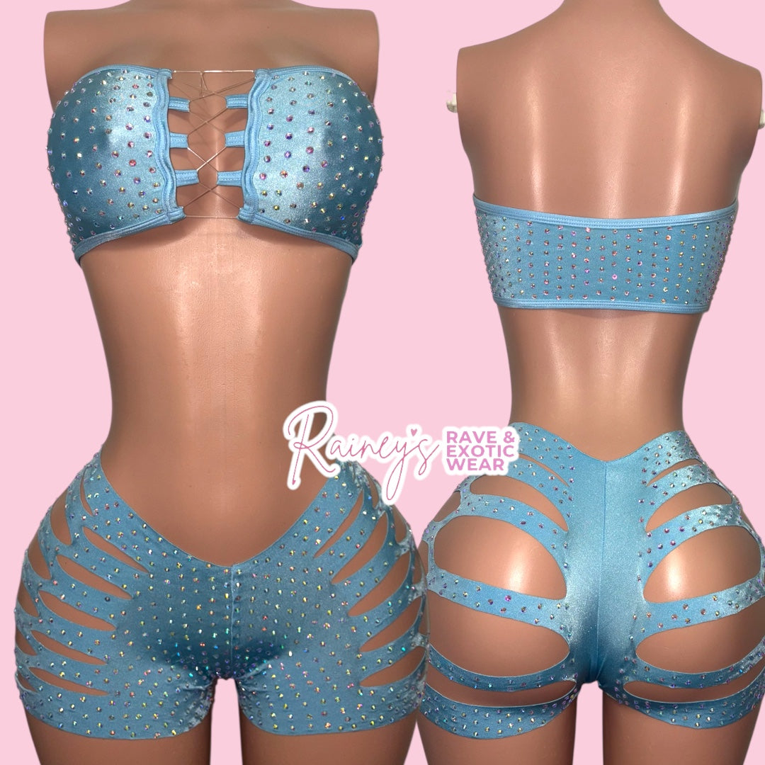 Blue (Baby) Tube Top Cut Shorts Set