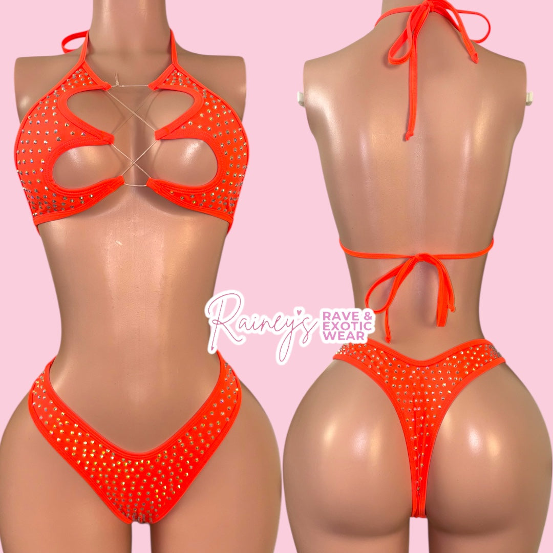Orange Jasmine Top Thong Set