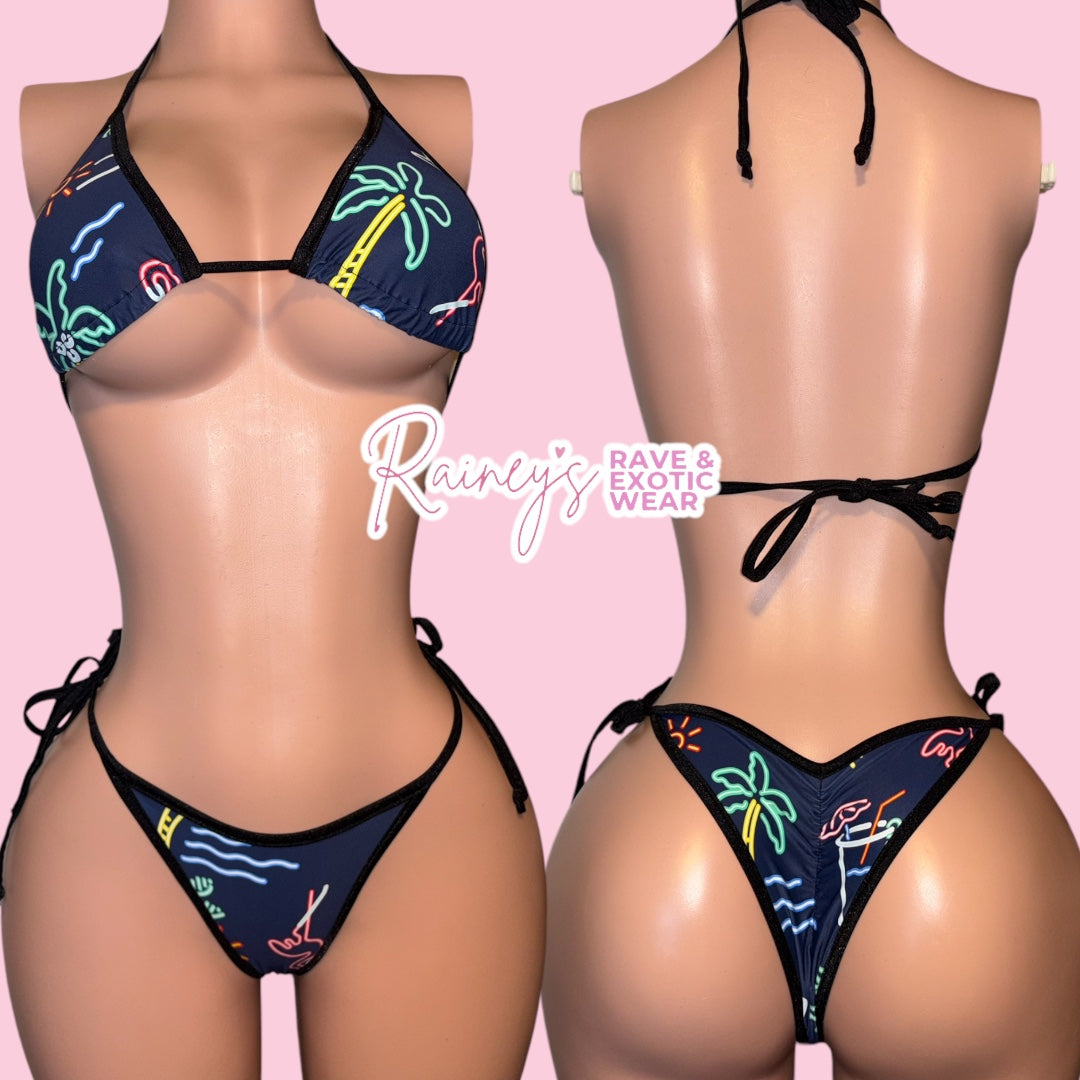 Neon Beach Thong Set