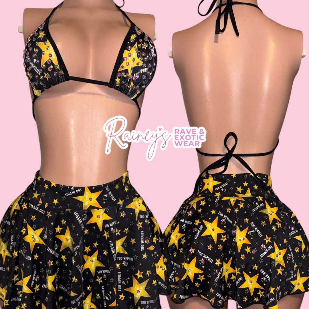 Black/Yellow Star Skirt Set