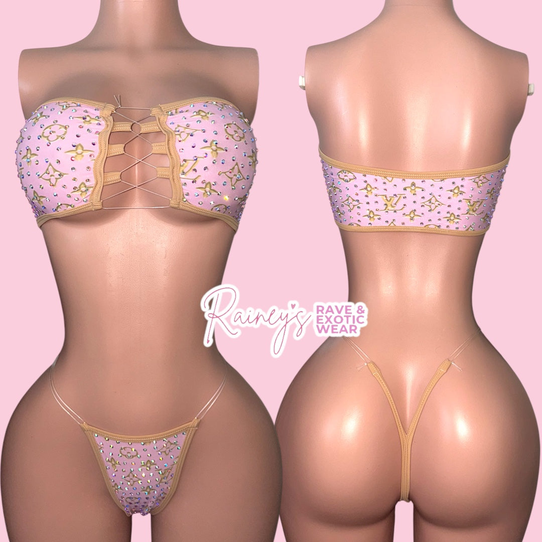 Pink/Tan LV Tube Top Micro Set
