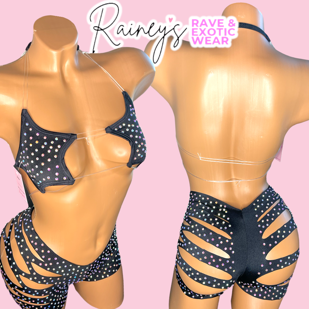 Black Star Top Cut Shorts Set