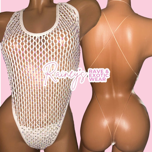 White Fishnet Gloria Set