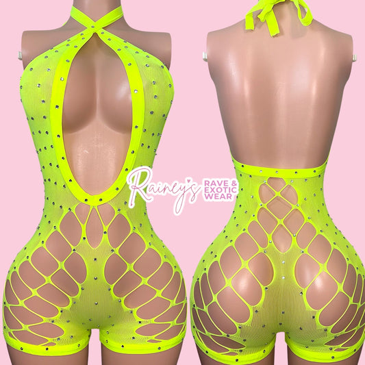 Neon Fishnet Halter Set