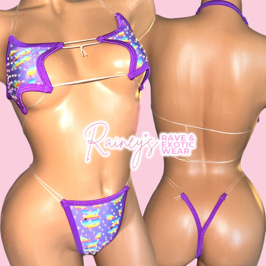 Purple Playboy Rainbow Star Top Micro Set