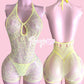 Yellow Fishnet Romper