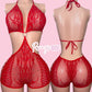 Red Oring Fishnet Set