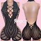 Black Fishnet Open Back Set