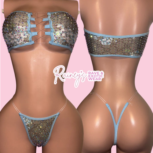 Blue GG Floral Tube Top Micro
