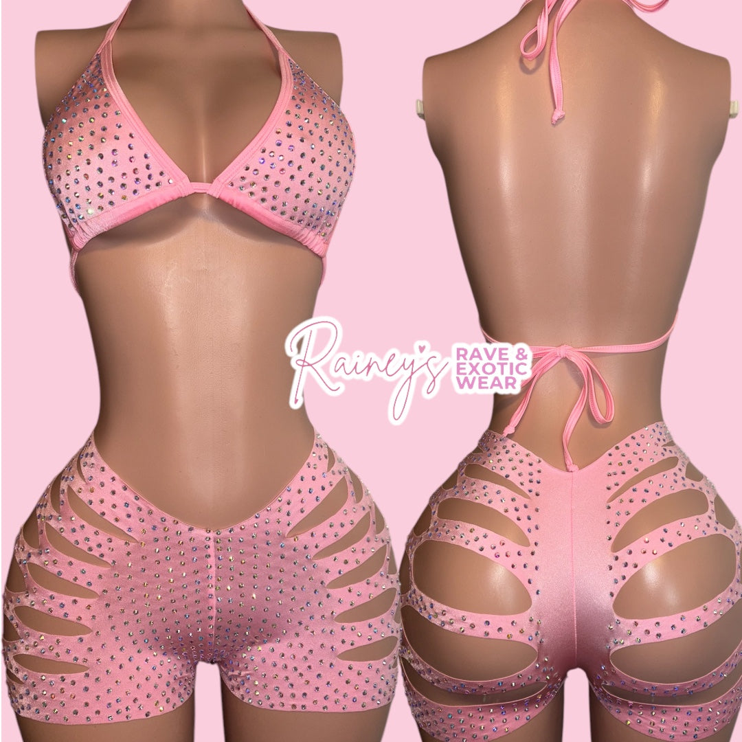 Pink Og Cut Shorts Set