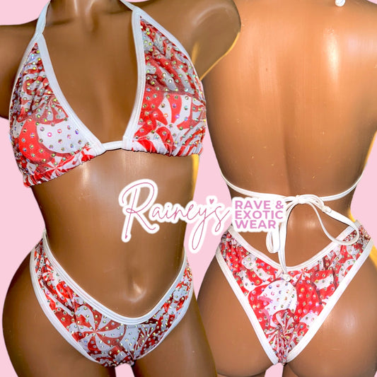 Candy Cane Christmas Thong Set