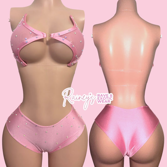 Pink Halter Top Set L-2X