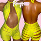 Neon One Piece Cut Shorts Set