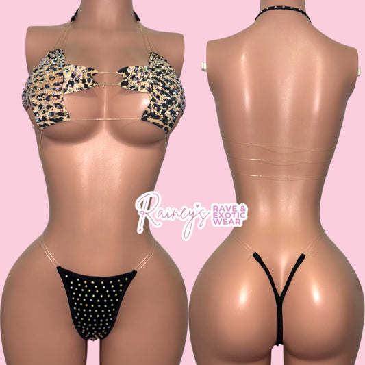 Cheetah/Black Cross Top Micro Set