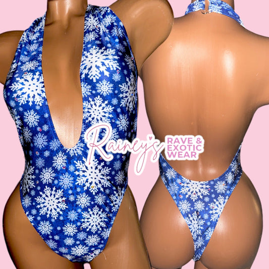 Blue Christmas Snowflake Bodysuit Set