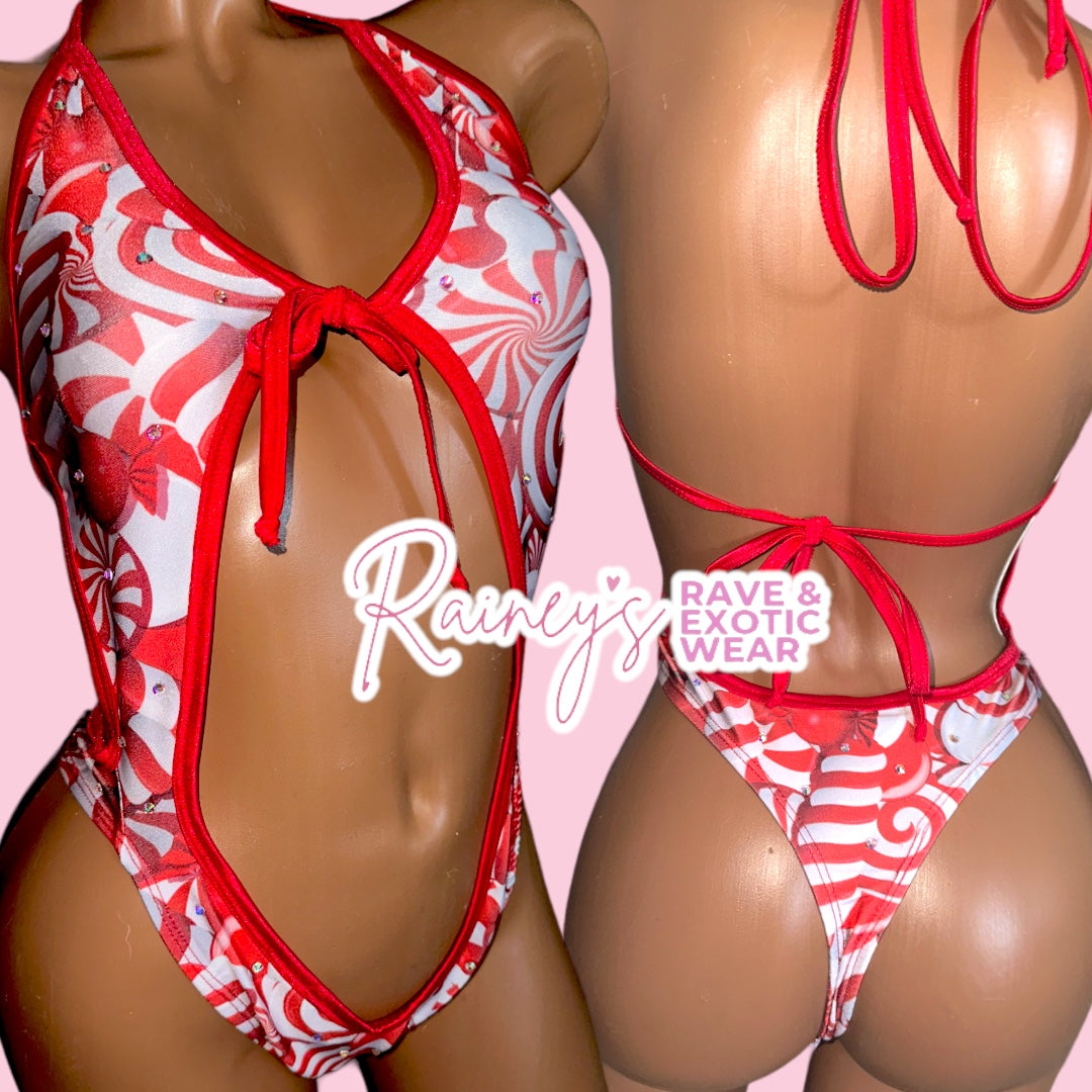 Christmas Candy Cane Print Angel Set