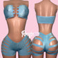 Blue (Baby) Tube Top Cut Shorts Set