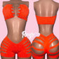 Orange Tube Top Cut Shorts Set