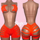 Orange Star Top Cut Shorts Set