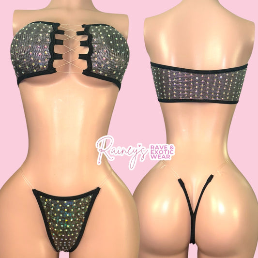 Grey/Black Metallic Tube Top Micro