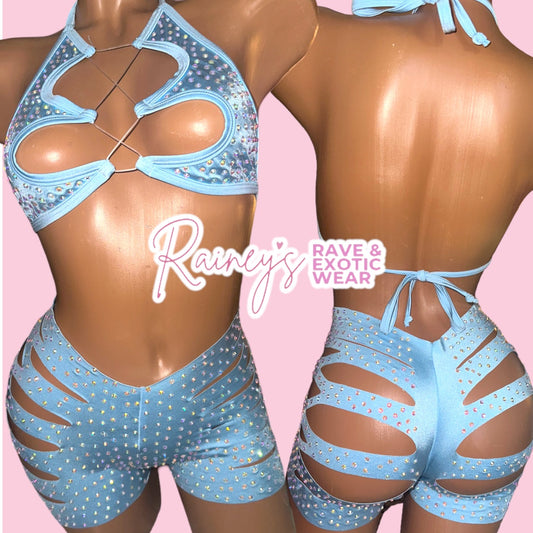 Blue (Baby) Jasmine Top Cut Shorts Set