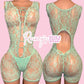 Blue Fishnet Romper Set