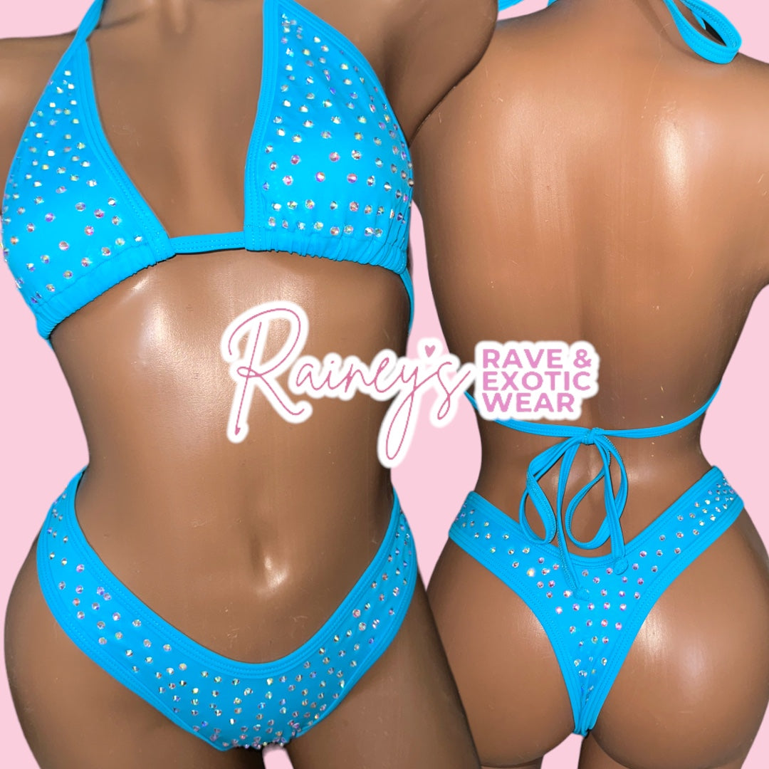 Turquoise Triangle Top Thong Set