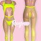 Neon Yellow Fishnet Set