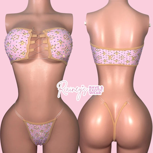 Pink/Tan LV Tube Top Micro Set