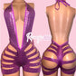 Purple Metallic One Piece Cut Shorts Set