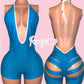Blue One Piece Cut Shorts Set