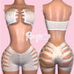 White Tube Top Cut Shorts Set