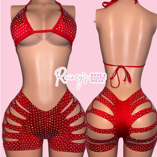 Red OG Cut Shorts Set