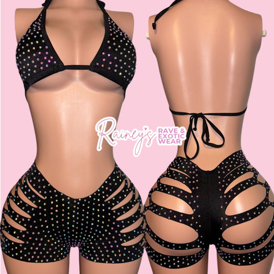 Black Og Cut Shorts Set