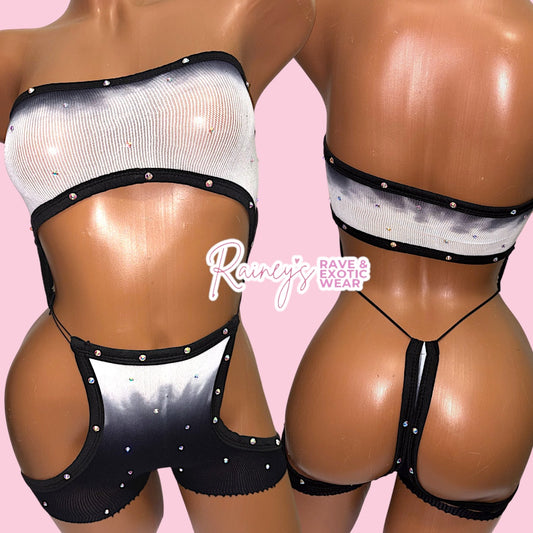 White/Black Romper
