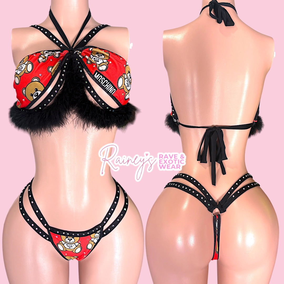 Black/Red Fur Set