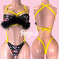 Black/Yellow Fur Floral GG set