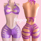 Purple Metallic Jasmine Top Cut Shorts Set