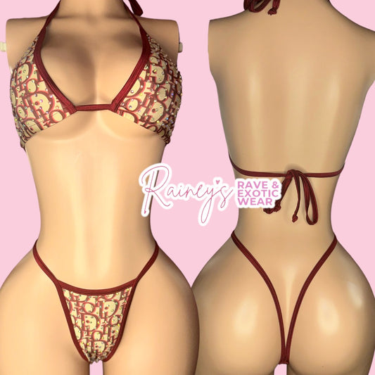 Dior Maroon/Cream Aub Set