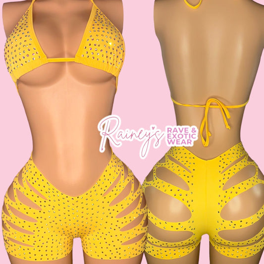 Yellow Og Cut Shorts Set