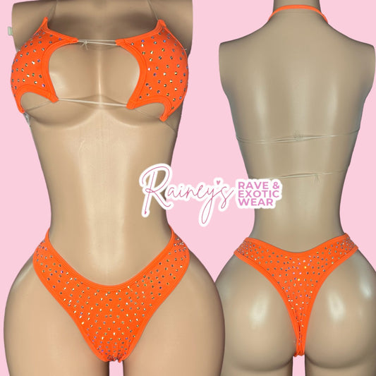 Orange Star Top Thong Set