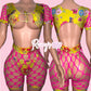 Yellow/Pink GG Fishnet Romper