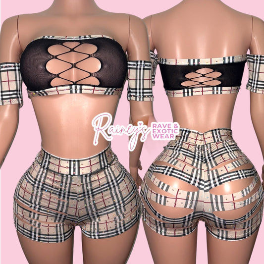 Burberry Fishnet Cut Shorts Set